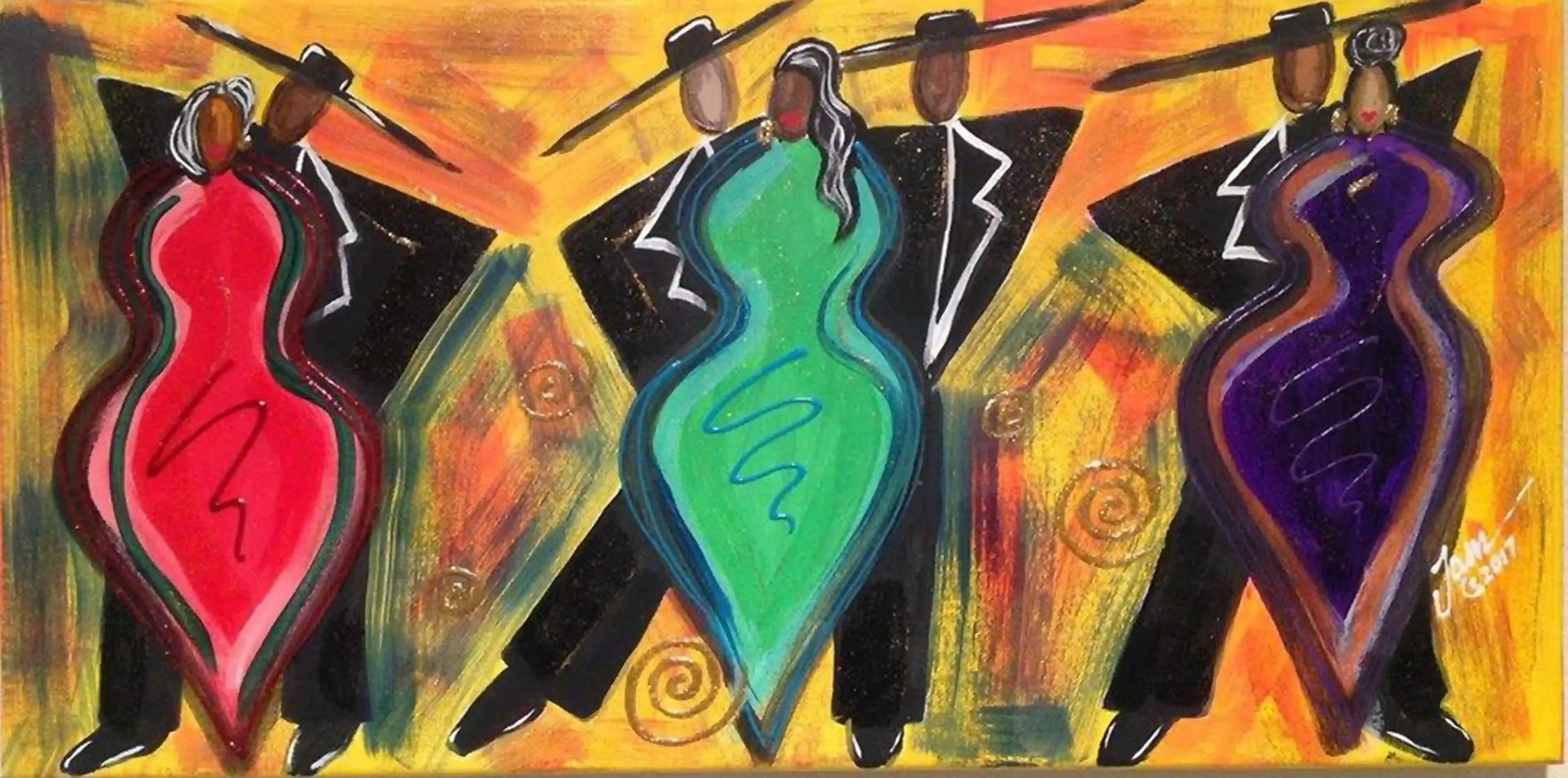 A painting of three dancers